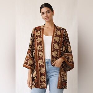 Soft Surroundings Rayon Kimono Floral Boho Bohemian